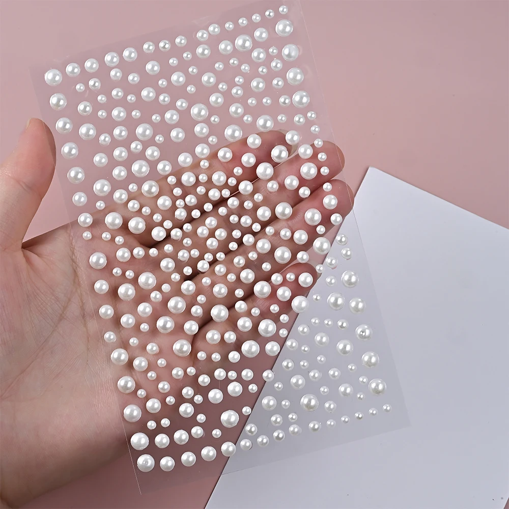 1/3/5 시트 3D 화이트 펄 아이즈 페이스 타투 셀프 접착 3D 페이스 젬 보석 아이섀도우 스티커 라운드 펄 메이크업 라인스톤