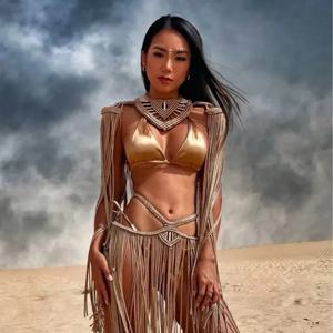 레오삭스 비키니 커버업 핸드메이드 크로셰 니트 여성 2025 여름 휴가 태슬 비치 수영복 홀터넥 스커트 세트