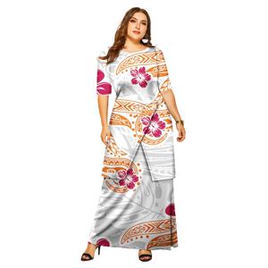 여성용 드레스 디자인 하와이안 트로피컬 스타일 반팔 푸레타시 사모아 드레스 2피스 세트 아일랜드 드레스