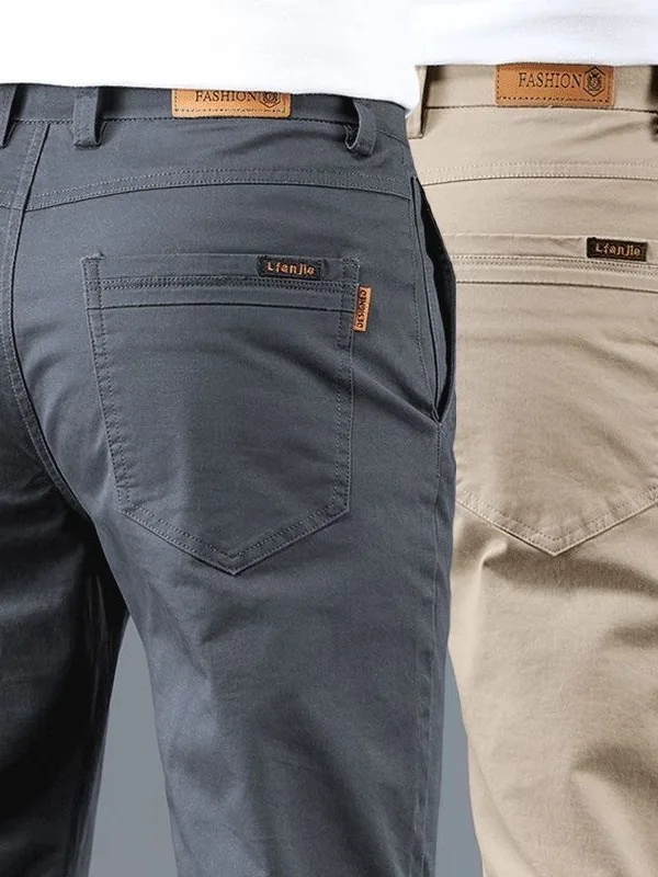 남성 캐주얼 스트레이트 레그 코튼 작업 바지 편안한 착용감 내구성 비즈니스 바지 일상용 가을 봄 패션