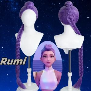 새로운 여성 남성 악마 사냥꾼들 #   코스프레 가발 애니메이션 루미 미라 조이 의상--가발 보라색 머리띠 어린이용 #   액세서리 소품 루미 가발