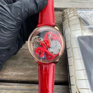 신제품 남성용 기계식 시계: 회전하는 천체 투르비용 시계, 진짜 가죽 스트랩과 사파이어 크리스탈 케이스