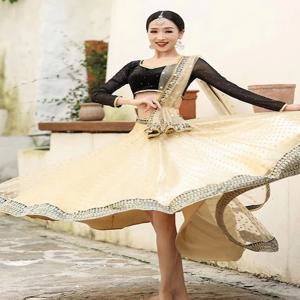 새로운 민족 스타일 여성 벨리댄스 의상 세트 (숄, 롱 스커트, 가운 포함) 린하 여름 2024 스판덱스 소재