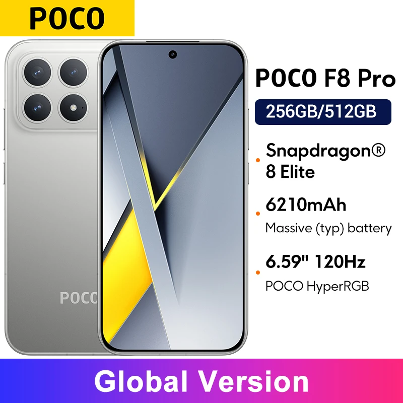 【월드 프리미어】POCO F8 Pro 5G 글로벌 버전 스마트폰 스냅드래곤 ®   8 엘리트 6.59인치 120Hz 하이퍼RGB AMOLED 디스플레이 6210mAh NFC
