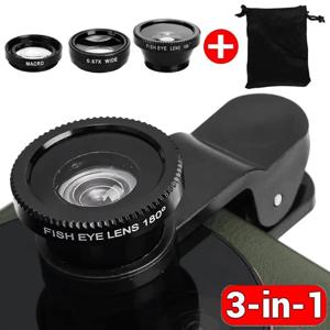 3 in 1 어안렌즈 0.67X 광각 마이크로 카메라 렌즈 앵글 줌 어안렌즈 키트 스마트폰 렌즈 아이폰용 폰 클립 포함
