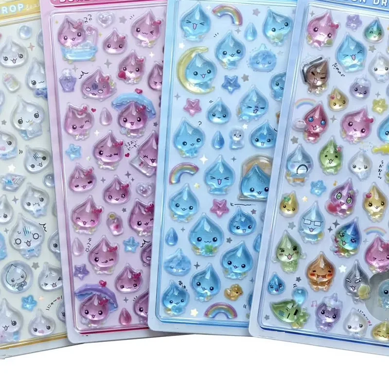 오리지널이 아닌 작은 물방울 3D 크리스탈 스티커 귀여운 반짝이는 파우더 레인드롭 크리스탈 드롭 글루 DIY 장식 스티커