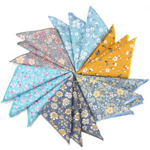 빈티지 꽃 만화 인쇄 손수건 코튼 여성 남성 웨딩 정장 포켓 스퀘어 성인 선물 액세서리 고품질