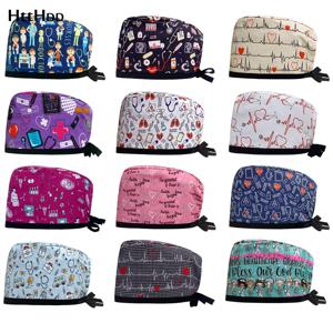 치아 인쇄 치과 의사 수술실 도매 만화 의료 유니폼 액세서리 스크럽 작업 간호 모자 면화 수술 모자