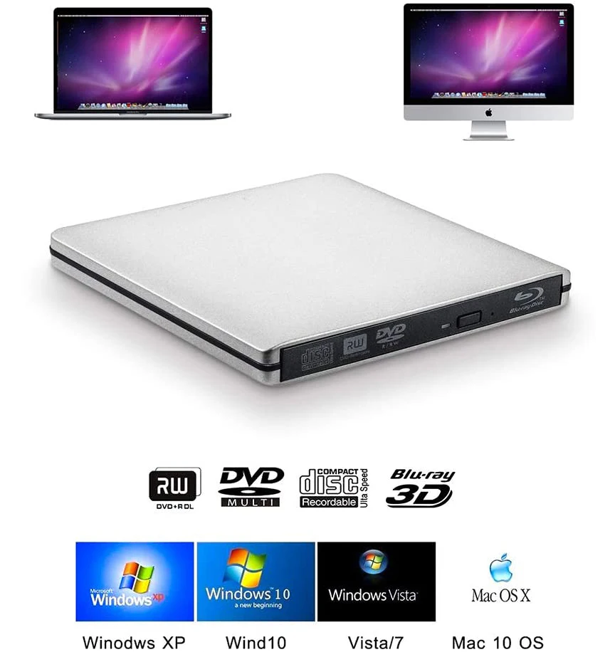 외장형 USB3.0 블루레이 리더 블루레이 버너 및 라이터 3D BD-ROM 광학 DVD 레코더 BD-RE 블루레이 플레이어 노트북/데스크탑용