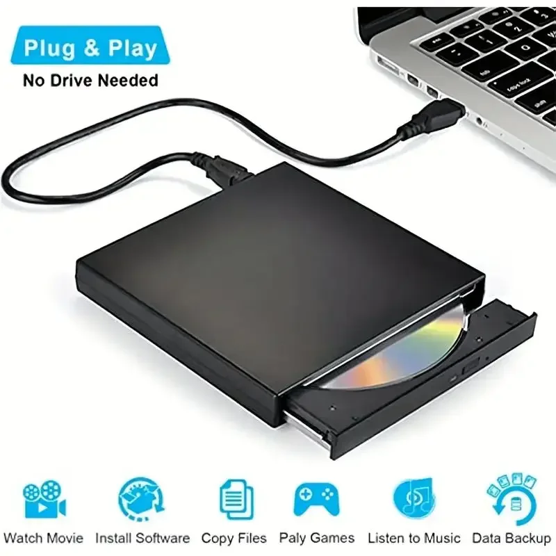외장형 CD DVD 드라이브, USB 2.0 슬림 보호형 외장형 CD-RW 드라이브 노트북 데스크탑 PC용 DVD-ROM 플레이어