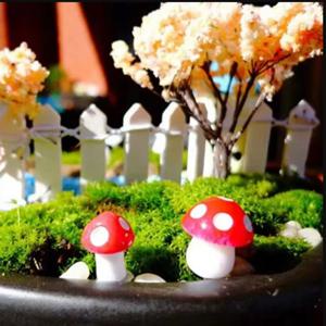 100/50/10개 미니 버섯 미니어처 요정 정원 이끼 테라리움 레진 공예 장식 인공 말뚝 공예품