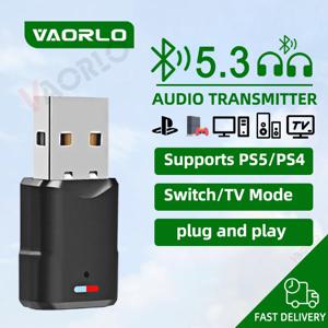 PS5 PS4 TV PC용 Bluetooth 5.3 무선 오디오 송신기 Bluetooth 헤드셋 Bluetooth 오디오 어댑터 드라이버 프리/플러그 앤 플레이