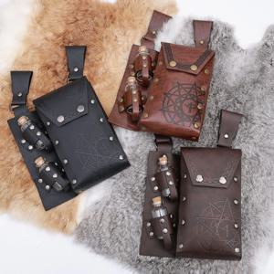 중세 연금술 병 허리 가방, 힐러 포션 병, PU 가죽 파우치 소품, 코스프레 의상, 고딕 레트로 벨트 허리 파우치