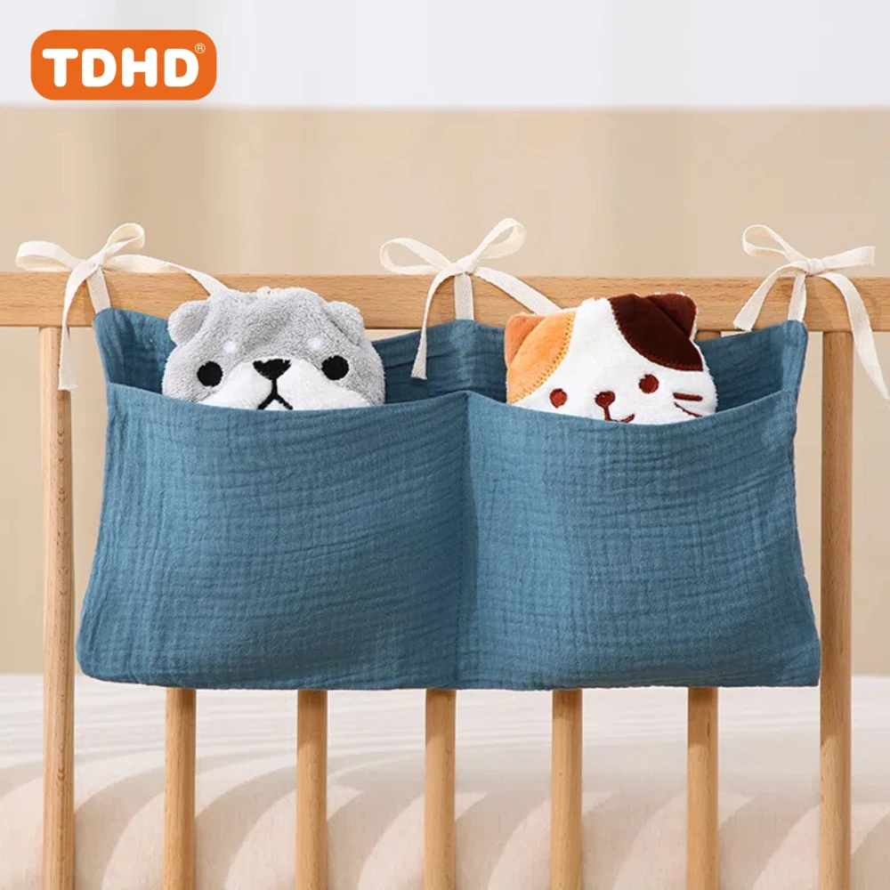 TDHD 1 팩 더블 레이어 유모차 보관 유물 아기 어린이 침대 교수형 가장자리 보관 가방 다기능 부드럽고 접이식
