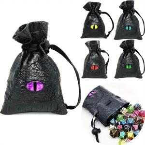 1pc Drawstring 주사위 가방 PU 가죽 DND 주사위 주머니 타로 오라클 카드 D & D 주사위, 동전 및 액세서리 용 보관 가방
