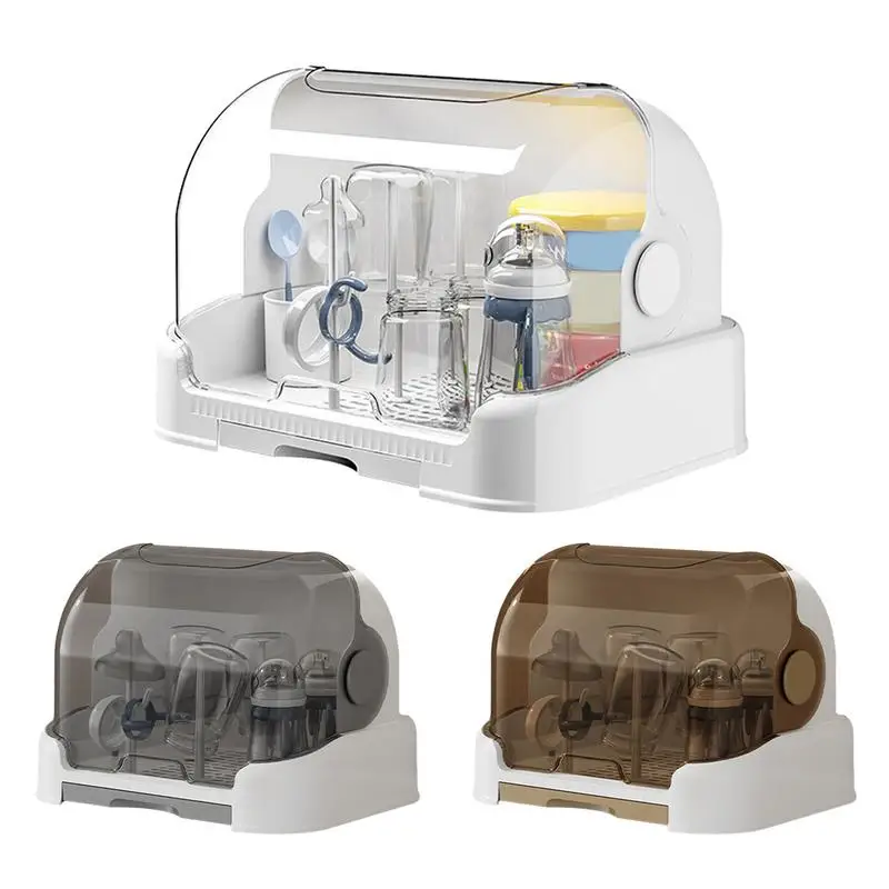 아기 병 건조 랙 이동식 드립 트레이가있는 방진 병 보관 내구성이 좋은 씰링 보호 유아용 병