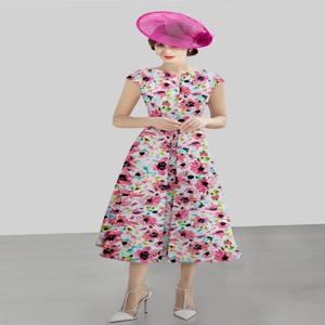 빅 핑크 플라워 신부 어머니 드레스 하프 슬리브 새틴 비딩 A라인 웨딩 이브닝 가운 파티 탑 및 드레스