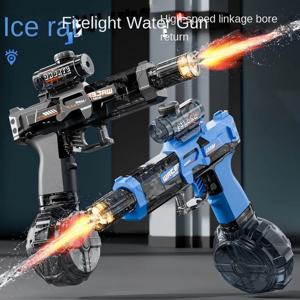 반동, 멋진 조명, 전기 고속 연속 슈팅 물 장난감 선물이있는 얼음 쥐 깜박이는 물총
