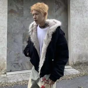 겨울 따뜻한 의류 남녀 레트로 심플 플러시 코트 스포츠웨어 신상 루즈 후드 코튼 재킷 펑크 퍼 칼라 재킷 커플