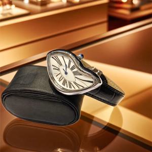 중세 Retr 시계 외계인 시계 Melt And Twist Y2k 여성용 남성용 가죽 스트랩 고급 쿼츠 시계 불규칙한 케이스 가죽