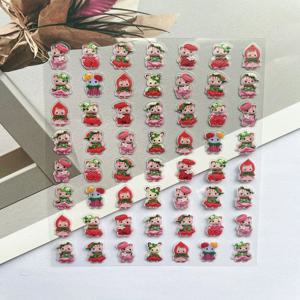 귀여운 센벨 가족 미니 러기지 태그 스티커 딸기 색상 다채로운 탈부착 가능 방수 색바램 방지 DIY 네일 스티커