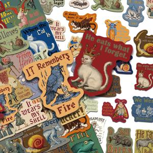 50개 중세풍 무서운 추상 스티커 데칼 휴대폰 스크랩북 여행가방 스케이트보드 헬멧 DIY 레트로 방수 스티커 2025