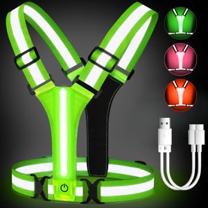 야외 야간 산책 안전 조끼 강조 조절 가능한 경량 반사 조끼 사이클링 안전 스트랩 방수 러닝 장비