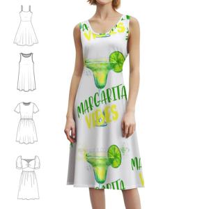 마가리타 바이브 여성용 우아한 파티 드레스 A라인 드레스(짧은/긴/소매 없는 옵션 포함) 마가리타 데킬라 칵테일 음료