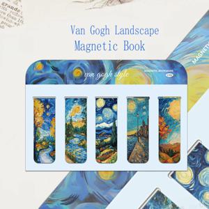 5PCS 신제품 간단한 반 고흐 풍경 Ins 스타일 분위기 자기 북마크 학생 용품 도서 장식 북마크