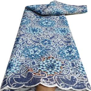 프랑스 얇은 명주 그물 레이스 원단 하이 퀄리티, 나이지리아 파티 원피스 스팽글 자수, 아프리카 레이스 재료, 2024 베스트 셀러