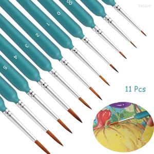 11pcs 미니어처 페인트 브러쉬 아트 페인팅 브러쉬 족제비 헤어 페인트 브러시 구 아슈 수채화 오일 페인트 아티스트 손으로 그린