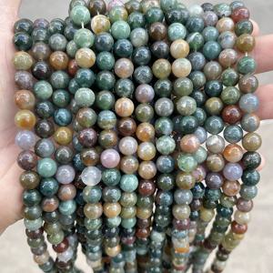 주얼리 제작용 천연석 인도 마노 구슬, 둥근 느슨한 스페이서, DIY 목걸이 팔찌 액세서리, 4mm, 6mm, 8mm, 10mm, 12mm, 도매