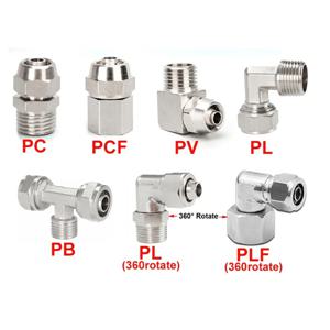 공기 압축기용 PU 파이프 조인트, 외경 4, 6, 8, 10, 12mm, 나사 1/8, 3/8, 1/2 인치, 1/4 인치, BSP 호스 퀵 커넥터
