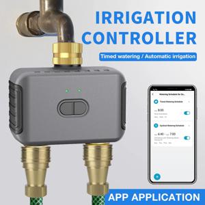 블루투스 지그비 2구 정원 물 타이머 프로그래밍 가능한 수도꼭지 호스 스프링클러 관개 컨트롤러 스마트 타이머 지원 Alexa