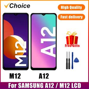 삼성 A12 M12 LCD 디스플레이 터치 스크린 Digiziter 어셈블리 pantalla 삼성 A125 A127 M127 프레임 LCD 디스플레이