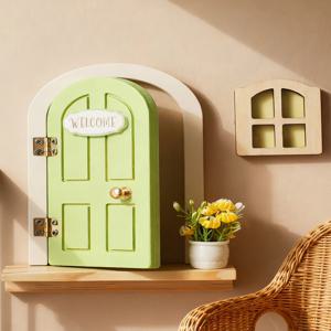 인형의 집 미니 홈 장식 나무 요정 문 어둠 속에서 빛나는 창문 아기 방 벽 장식 공예품 장식품 아기 선물
