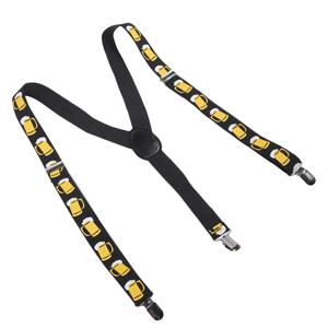 탄성 멜빵 맥주 인쇄 클립 검정색 조절 가능한 강력한 클램프 반바지 바지 홀더 편안한 착용