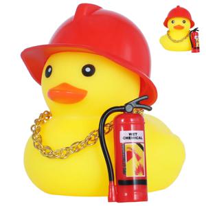소방관 고무 오리 자동차용, 지프 대시보드 장식 삑삑이 자동차 장식품