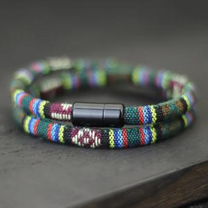 남성용 새로운 보헤미아 로프 팔찌 Magentic Braclet 모험 생존 Braslet Pulseras Hilo Hombre Beach Surf Brazalete