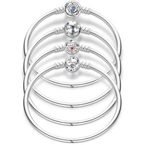 오리지널 17-20CM 실버 925 팔찌 별 달 별자리 하트 모양 지르콘 팔찌 DIY 참 장식 생일 선물용