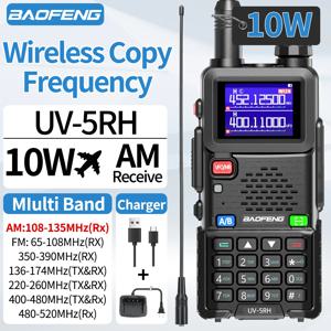 Baofeng UV 5RH 10W 풀 밴드 워키 토키 무선 복사 주파수 유형-C 충전기 업그레이드 된 UV 5R 트랜시버 햄 양방향 라디오
