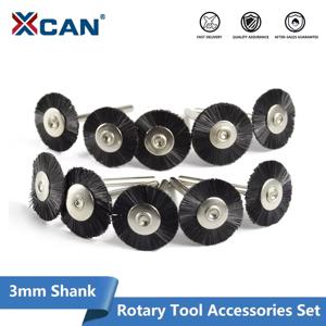 XCAN 10/20pcs 연마 브러쉬 3mm 생크 나일론 와이어 브러시 세트 Dremel 로타리 도구 액세서리 녹 제거 도구