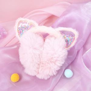 어린이 고양이 귀 모양 털 귀마개 겨울 따뜻한 귀덮개 소녀용 추운 날씨 귀마개 귀여운 어린이 겨울 귀 액세서리