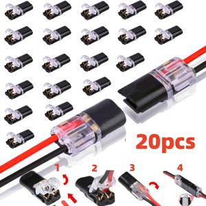 10/20pcs 잠금 버클이있는 이중 와이어 플러그인 커넥터 플러그 가능 LED 와이어 커넥터 2 핀 2 웨이 범용 컴팩트 와이어
