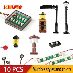 10개 0.8mm 핀 RGB LED 레고 빌딩 블록용 USB 램프 DIY 가로등 도시 전기 장식 1X1 브릭 모든 브랜드 호환