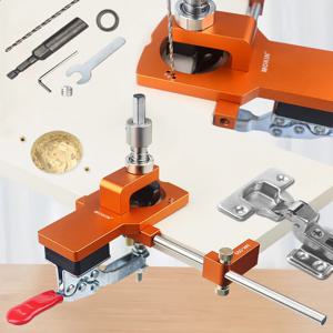 35mm 숨겨진 힌지 지그 키트 구멍 드릴링 가이드 고정 장치가있는 로케이터 목공 구멍 오프너 도구 도어 캐비닛 펀처 도구