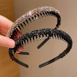 어린이용 이빨 모양의 라인스톤 논슬립 헤어밴드 2/6개는 머리를 조이지 않습니다.