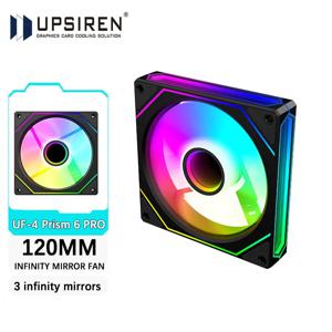 UPSIREN UF-4 프리즘 6 PRO 120mm 케이스 팬 5V 3PIN 마더보드 조명 동기화 4PIN PWM 3면 인피니티 미러 12CM