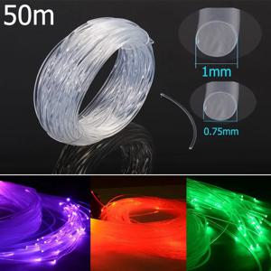 50mx0.75mm/1.0mm DIY 장식용 투명 광섬유 케이블 LED 조명 PMMA 엔드 글로우