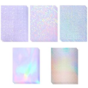 20매 홀로그램 스티커 용지 A4 투명 비닐 자체 접착 방수 투명 라미네이팅 시트 11.7 x 8.3 인치 5가지 스타일